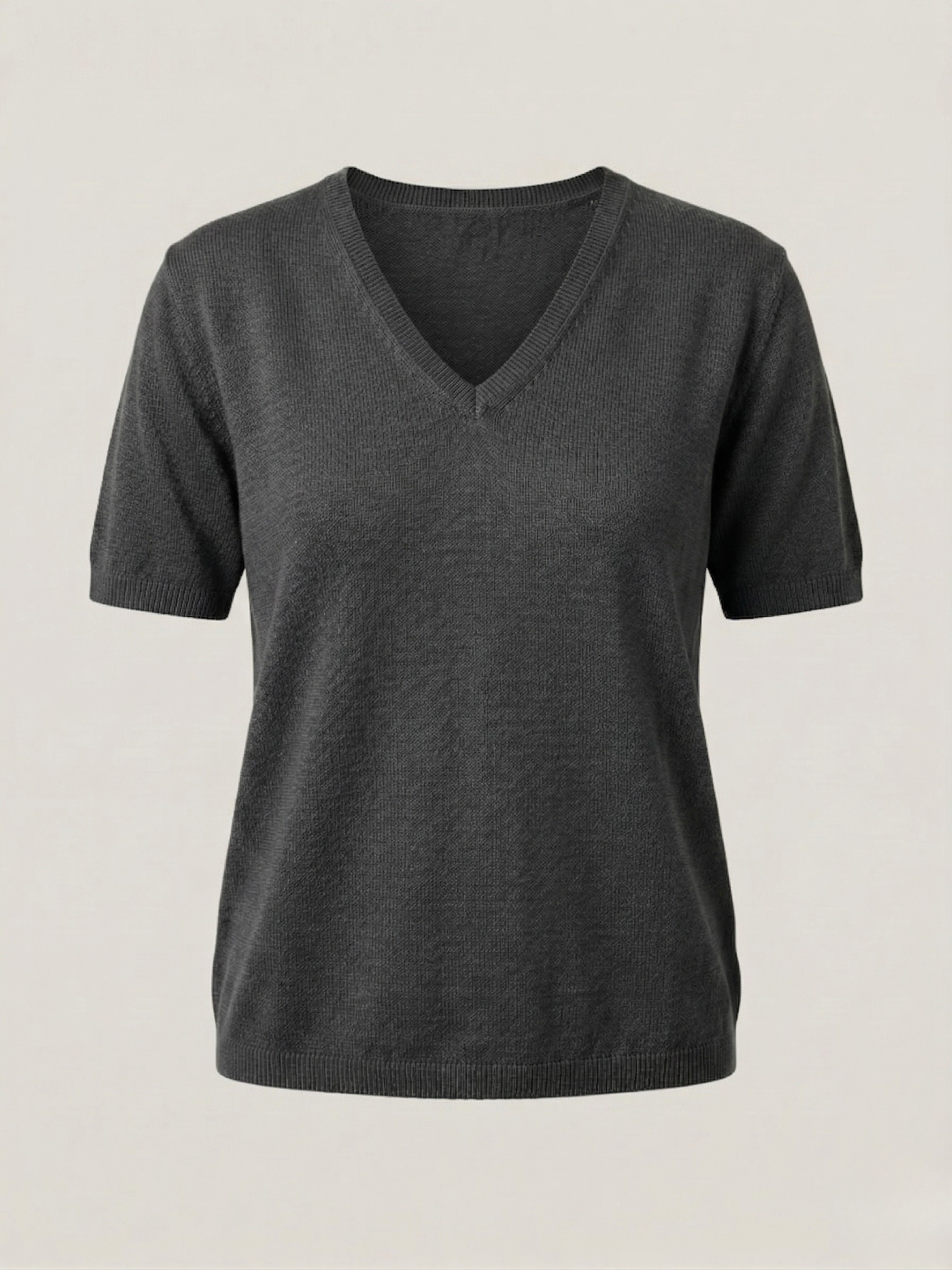  Top donna in lino cotone con scollo a V moka