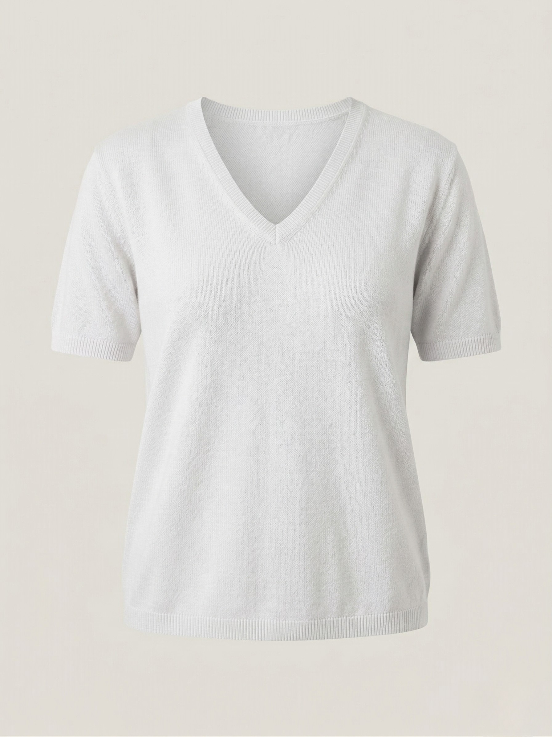  Top donna in lino cotone con scollo a V white