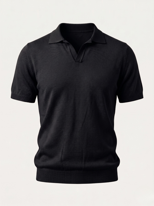 Polo uomo in fresco cotone mezza manica nera