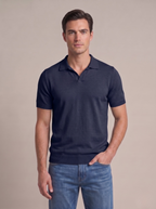 Polo uomo in fresco cotone mezza manica blu navy
