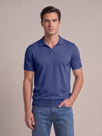 Polo uomo in fresco cotone mezza manica blu avio