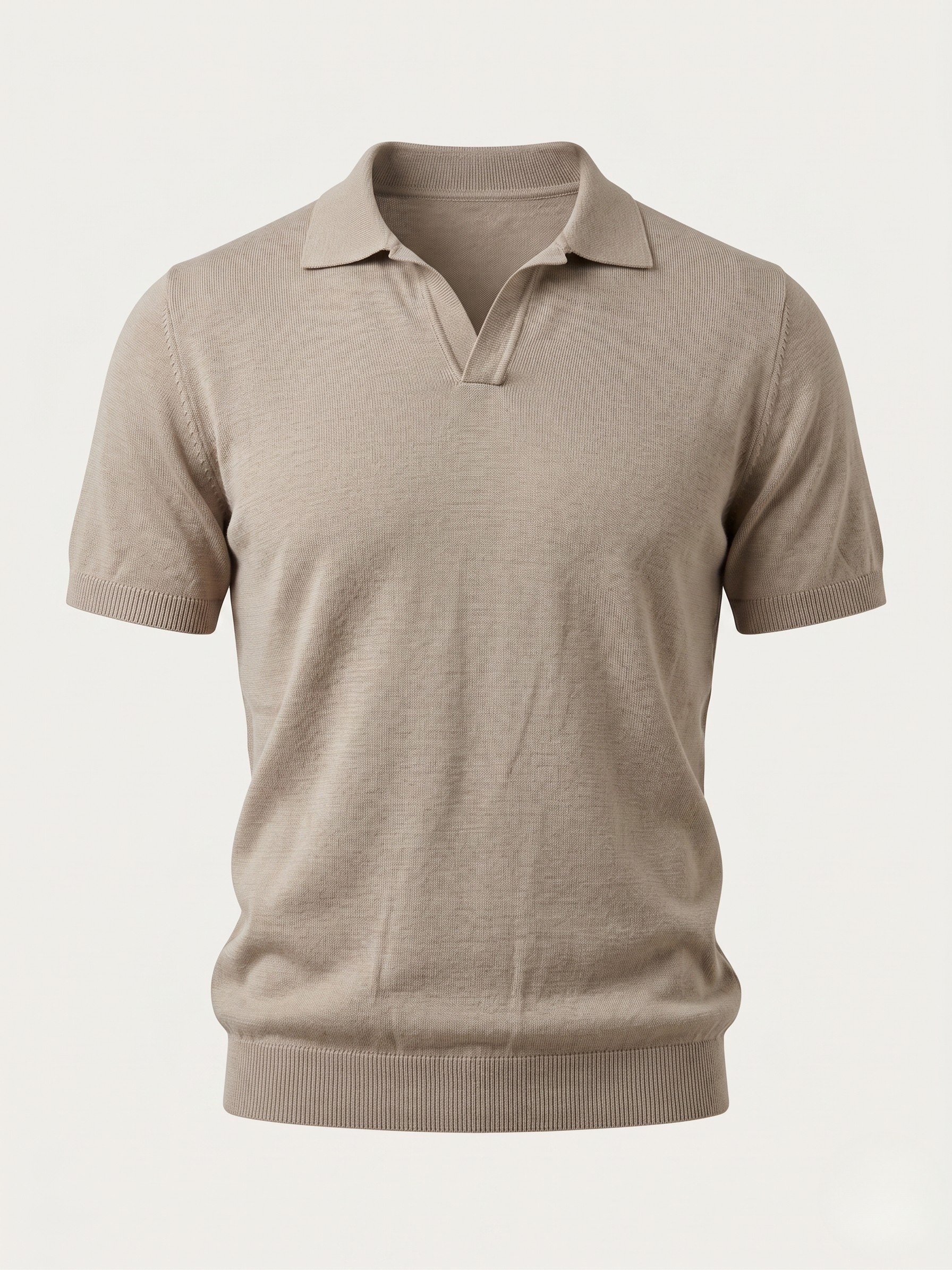 Polo uomo in fresco cotone mezza manica beige sabbia