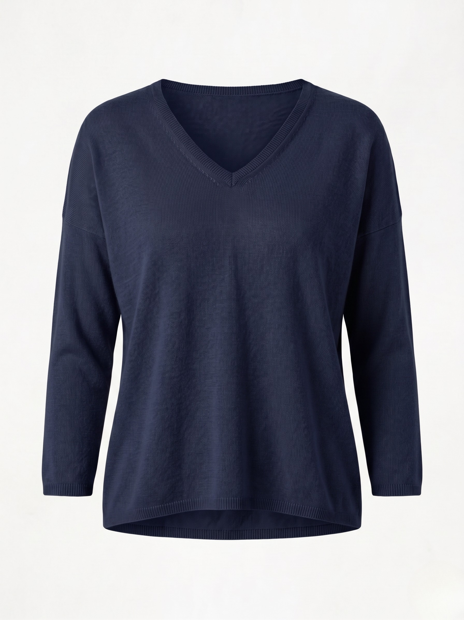 Maglia over donna in cotone con scollo a V bluenavy
