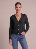 Cardigan donna in cotone con bottoni black