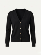 Cardigan donna in cotone con bottoni black