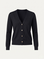 Cardigan donna in cotone con bottoni blu navy