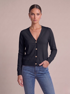 Cardigan donna in cotone con bottoni blu navy