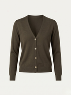 Cardigan donna in cotone con bottoni moka