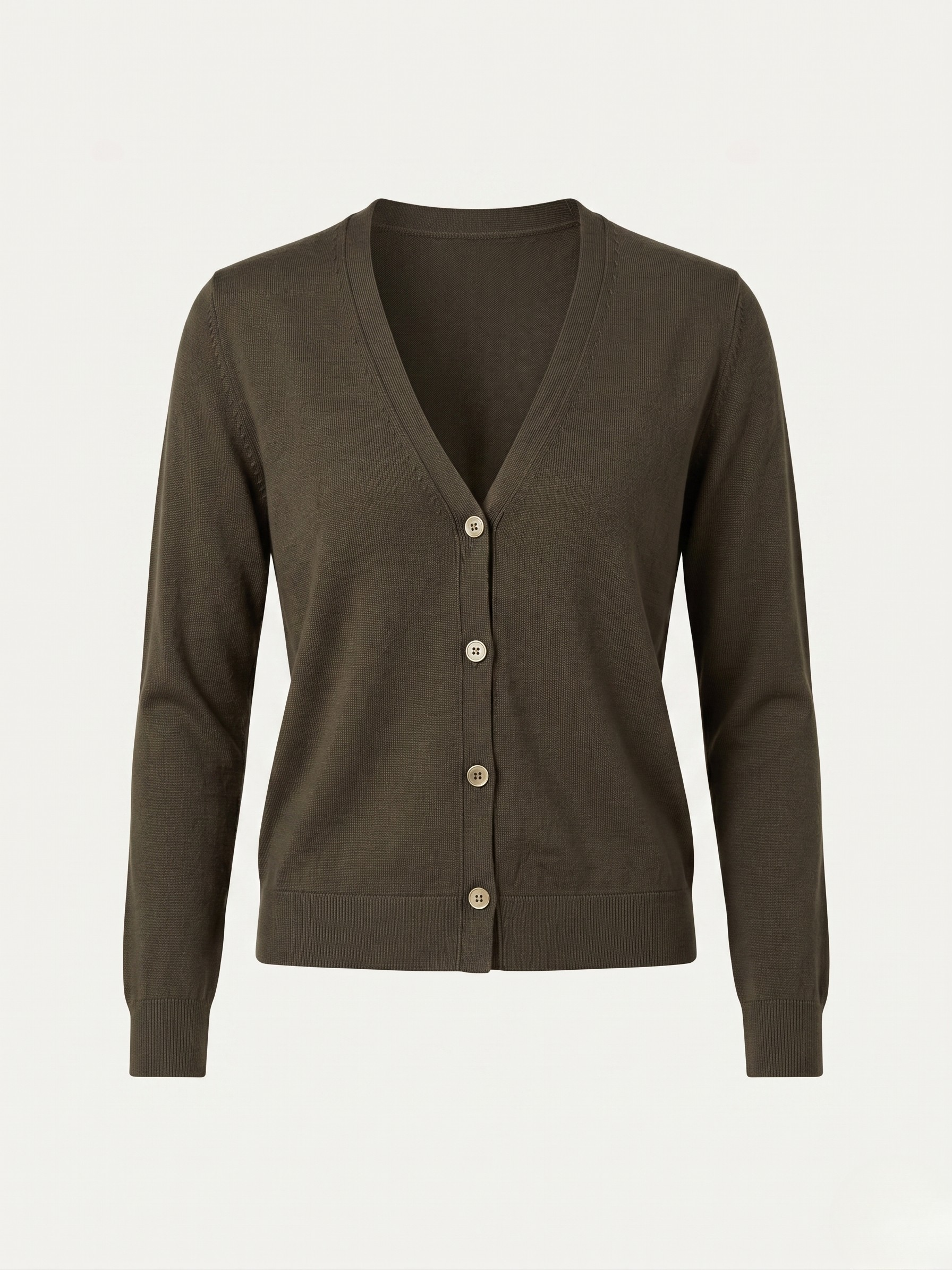 Cardigan donna in cotone con bottoni moka