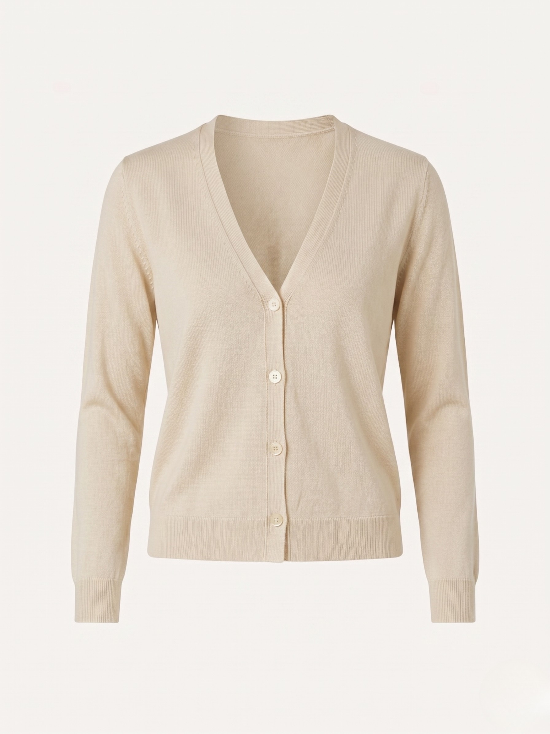  Cardigan donna in cotone con bottoni beige chiaro

