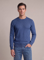 Pullover uomo girocollo in cotone blu denim