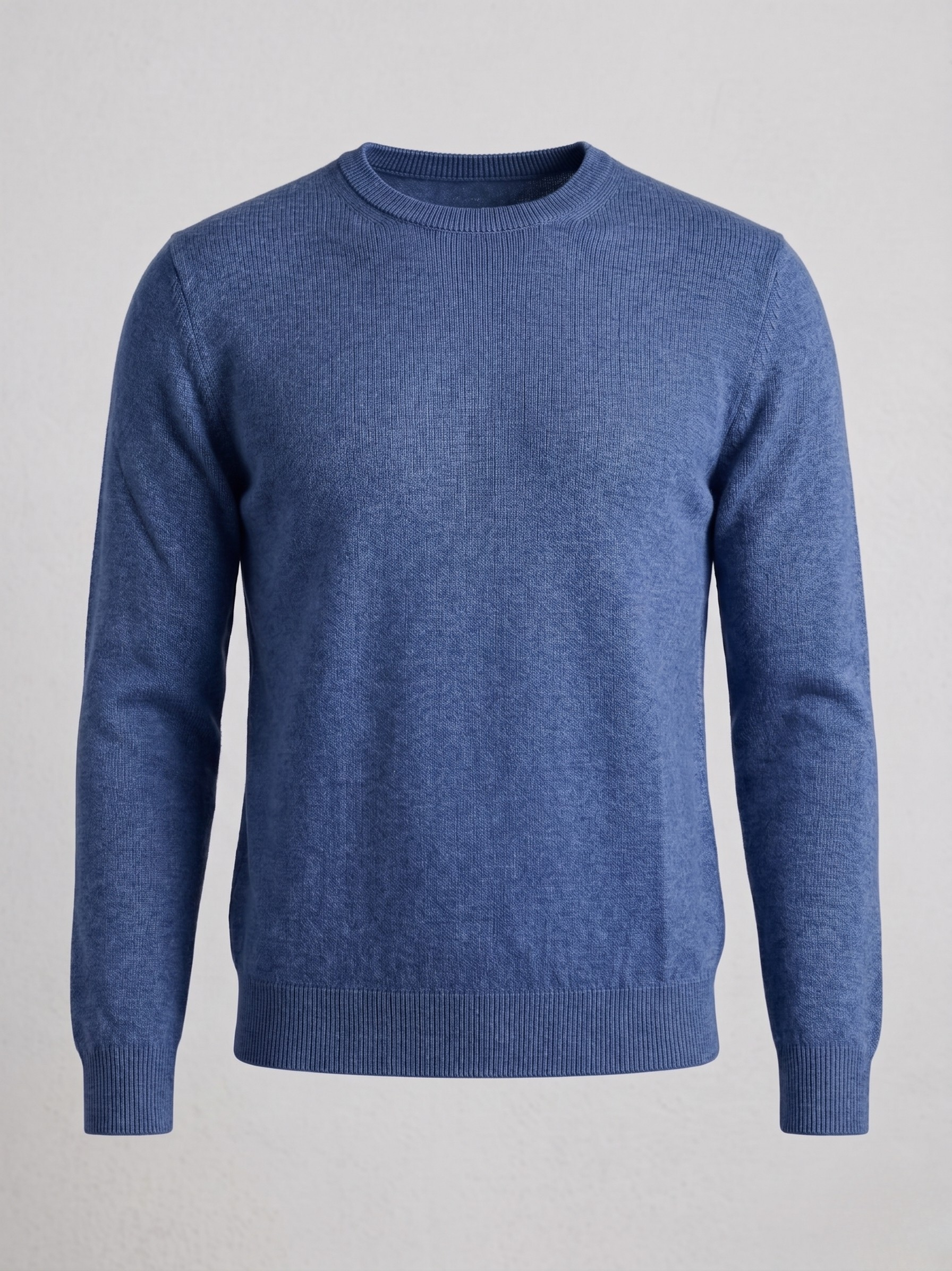 Pullover uomo girocollo in cotone blu denim