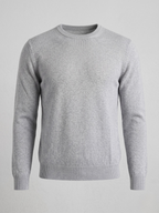 Pullover uomo girocollo in cotone grigio chiaro melange