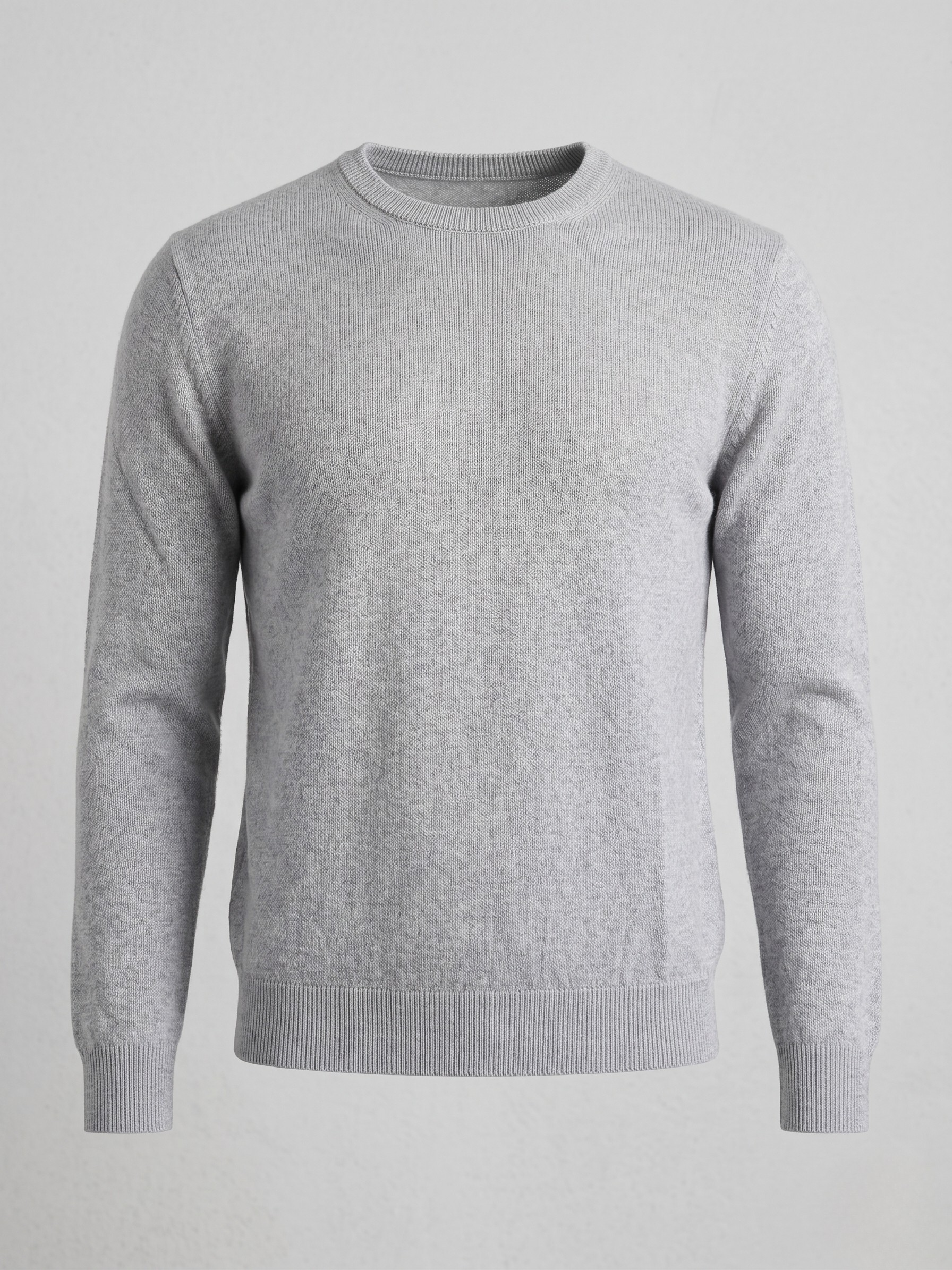 Pullover uomo girocollo in cotone grigio chiaro melange