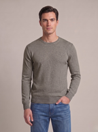 Pullover uomo girocollo in cotone moka tortora