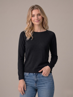 Maglia donna in lino cotone con scollo a barchetta black