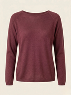 VIOLETTA - Maglia donna in lino e cotone manica lunga con scollo a barchetta