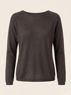 VIOLETTA - Maglia donna in lino e cotone manica lunga con scollo a barchetta
