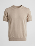 T-shirt uomo in fresco cotone mezza manica beige sabbia